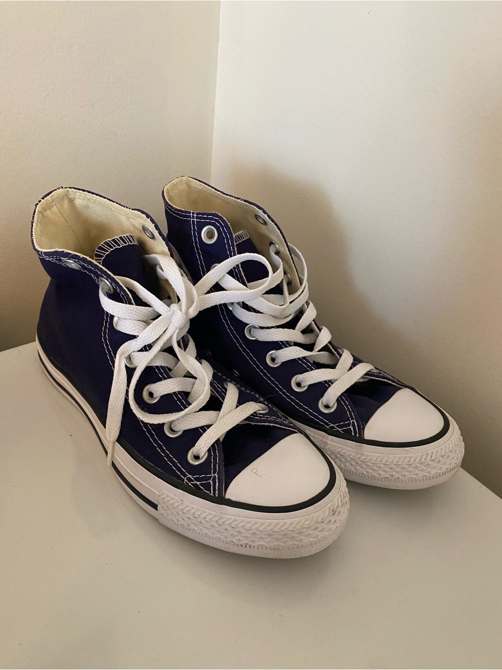 Converse High-Top Sneakers in Dark Blue and White